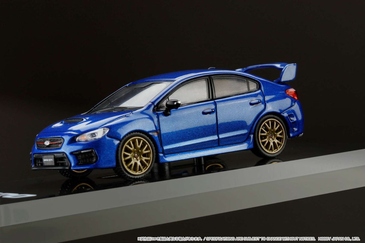 Hobby Japan 1:64 Subaru WRX STI EJ20 Final Edition With Engine Display Model in WR Blue Pearl
