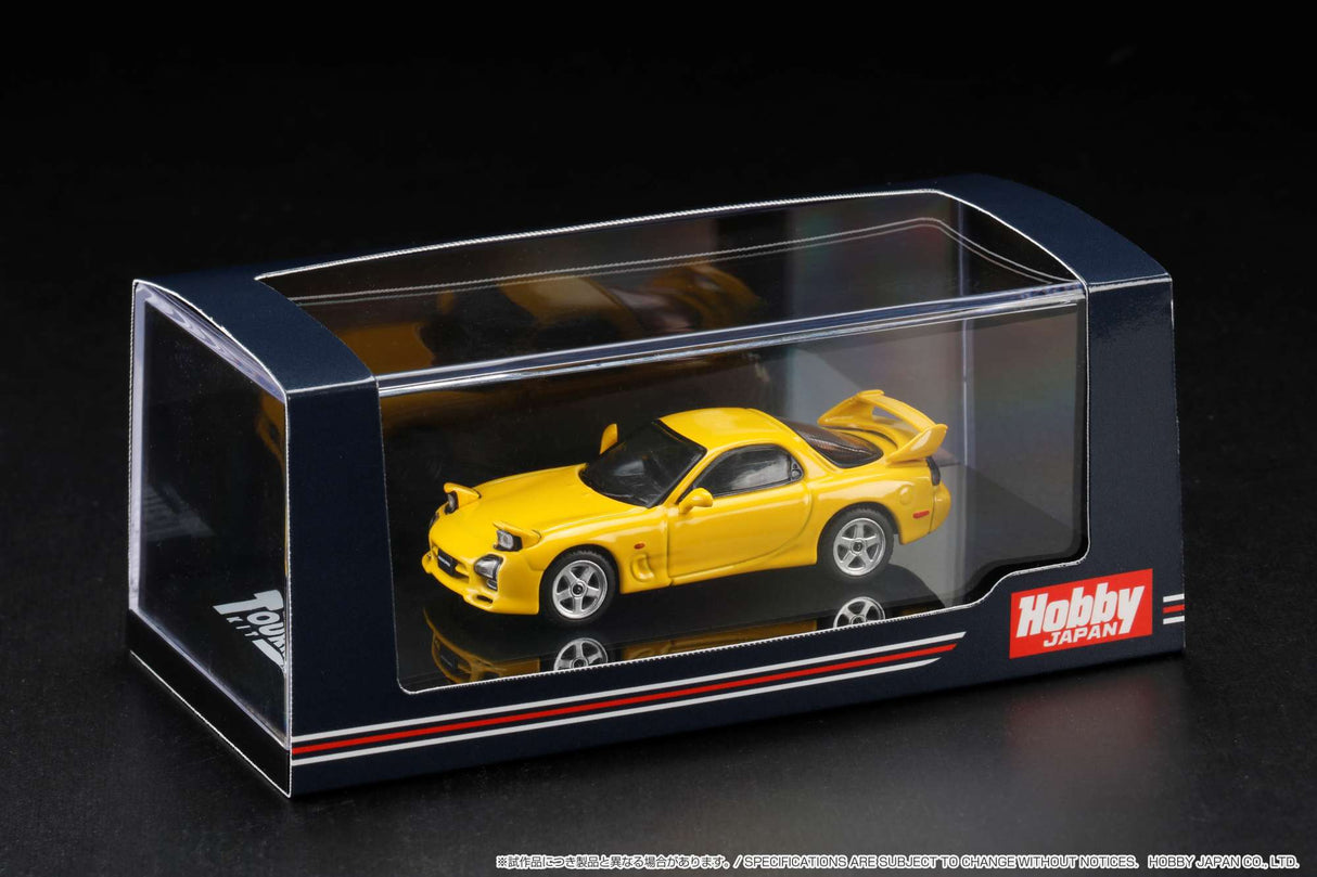 Hobby Japan 1:64 Mazda RX-7 Efini (FD3S) A-Spec Customized Ver. in Sunburst Yellow