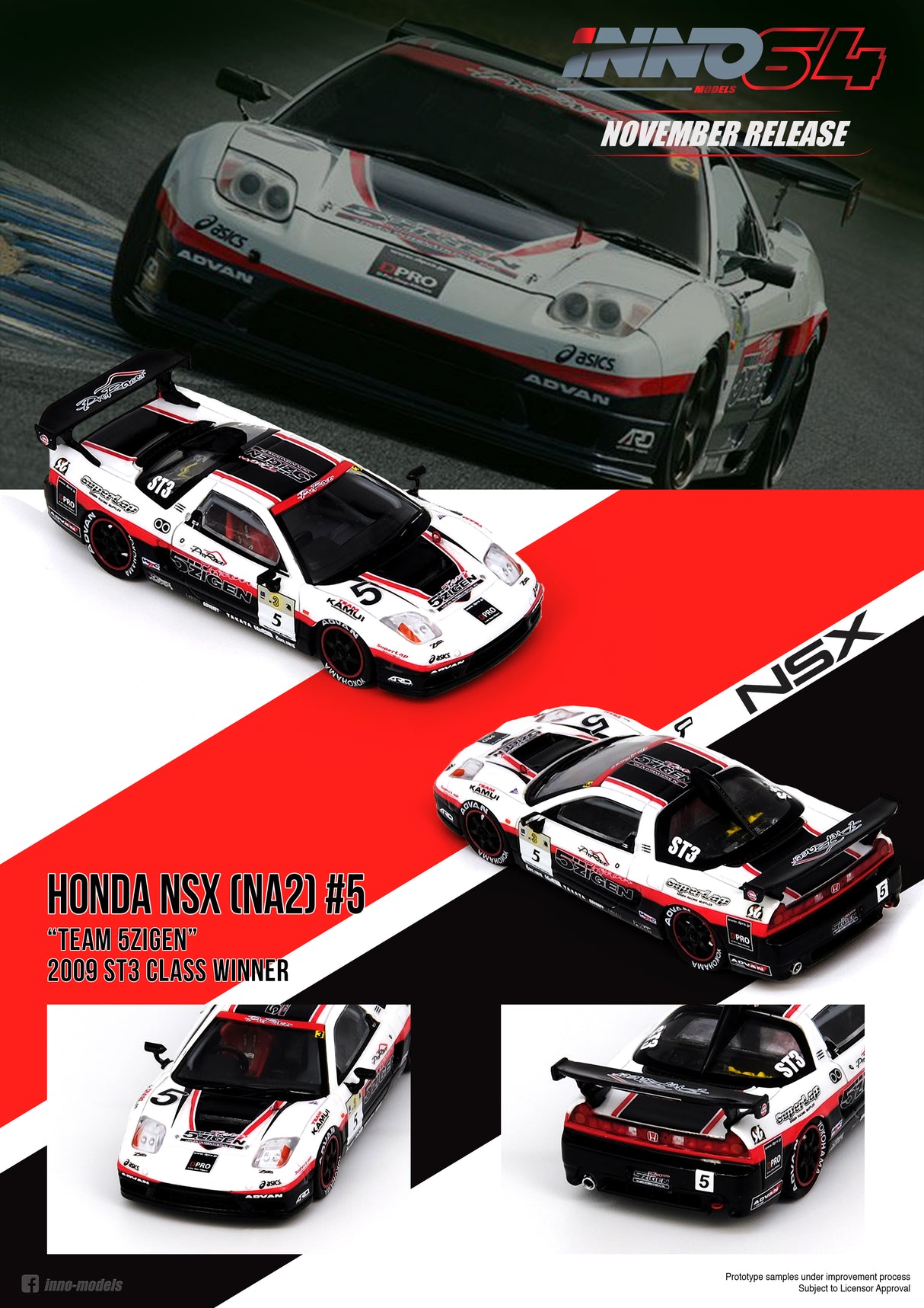 INNO64 1:64 Honda NSX (NA2) #5 "Team 5ZIGEN" Super Taikyu 2009 ST3 Class Winner