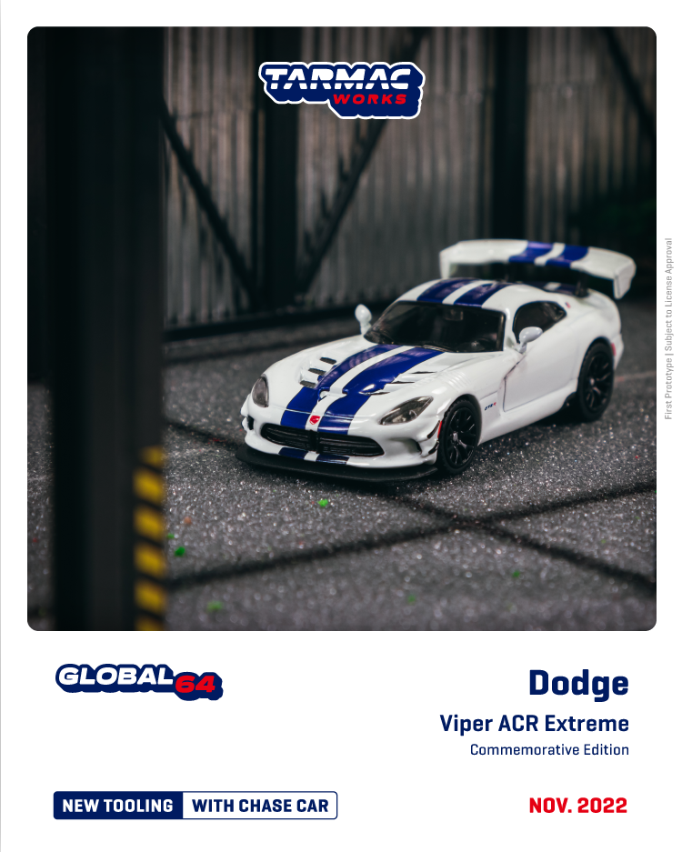 Tarmac Works 1:64 Dodge Viper ACR Extreme Commemorative Edition in White / Blue