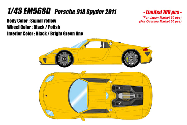 *PREORDER* Make Up Co., Ltd / Eidolon 1:43 Porsche 918 Spyder 2011 in Signal Yellow