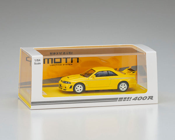 Kyosho 1:64 Nissan Nismo 400 R in Yellow (MOTN LED Base Compatible)