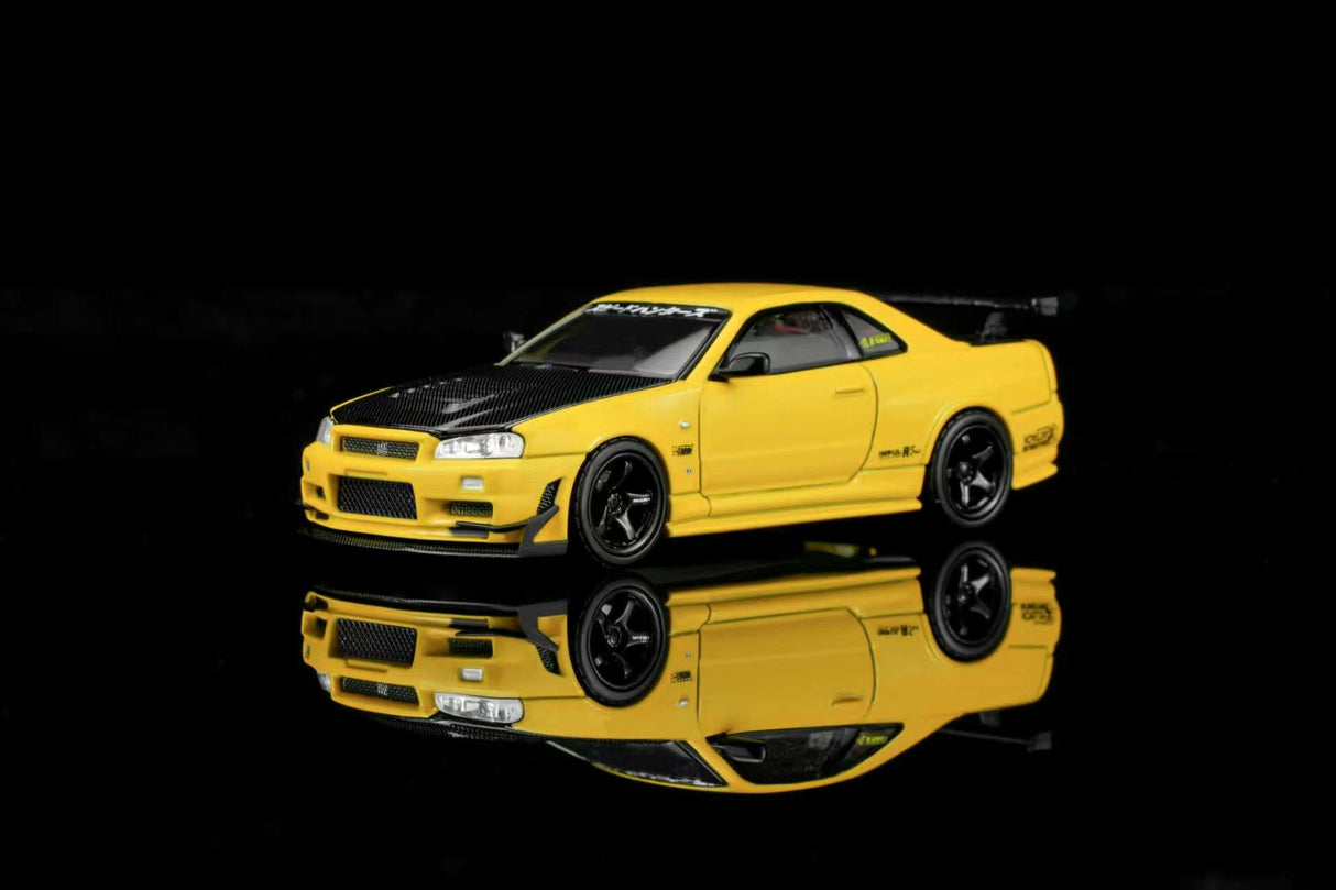 *PREORDER* MotorHelix 1:64 Nissan Skyline GT-R (R34) Customized Version in Lightning Yellow