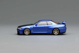 *PREORDER* MotorHelix 1:64 Nissan Skyline GT-R (R34) V-SPEC II Customized Bayside Blue w/ Carbon Fiber Bonnet