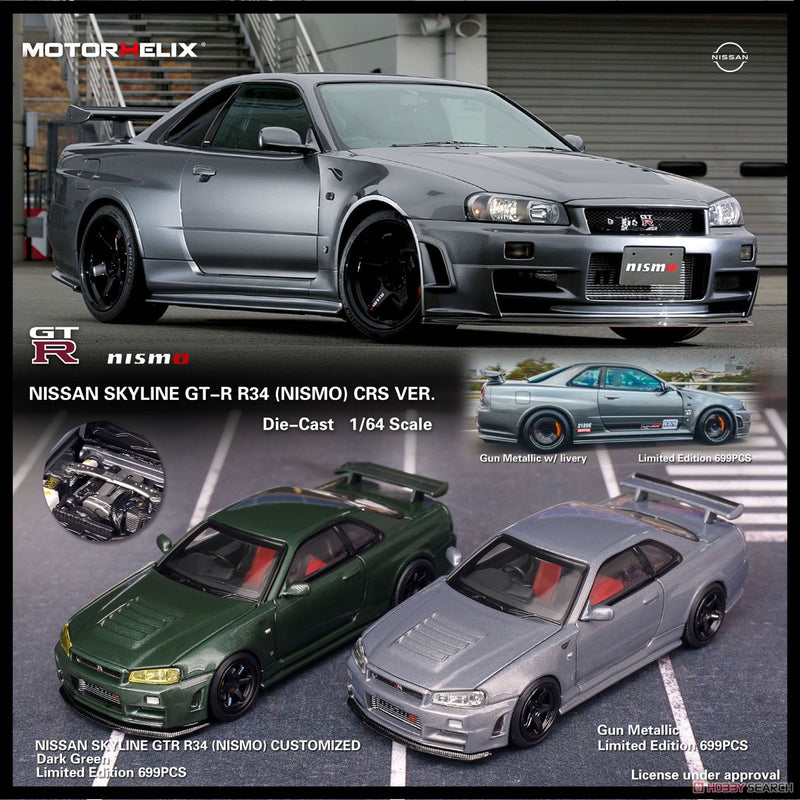 MotorHelix 1:64 Nissan Skyline GT-R R34 (NISMO) Customized in Dark Green