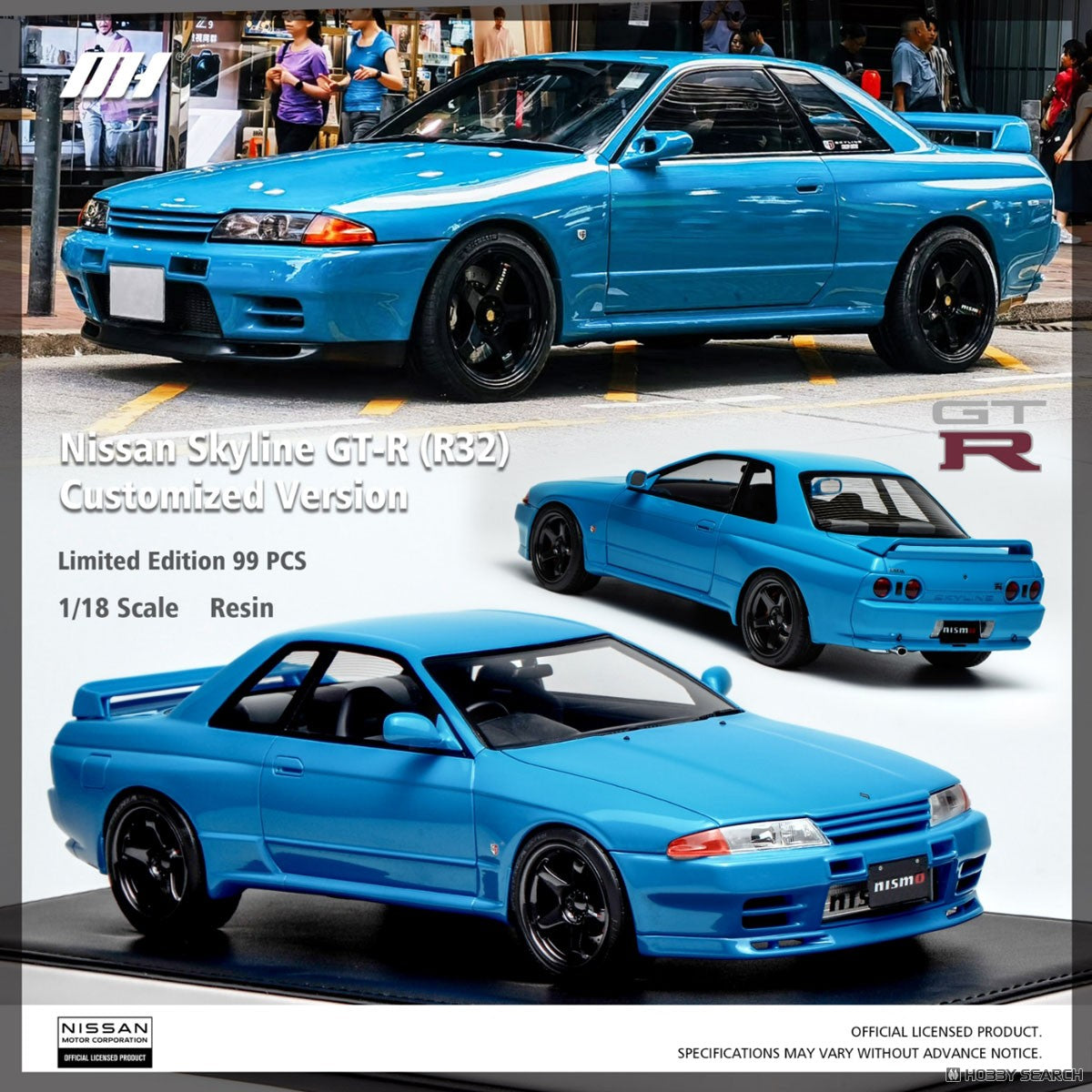 MotorHelix 1:18 Nissan Skyline GT-R (BNR32) Customized Version in Cyan Blue