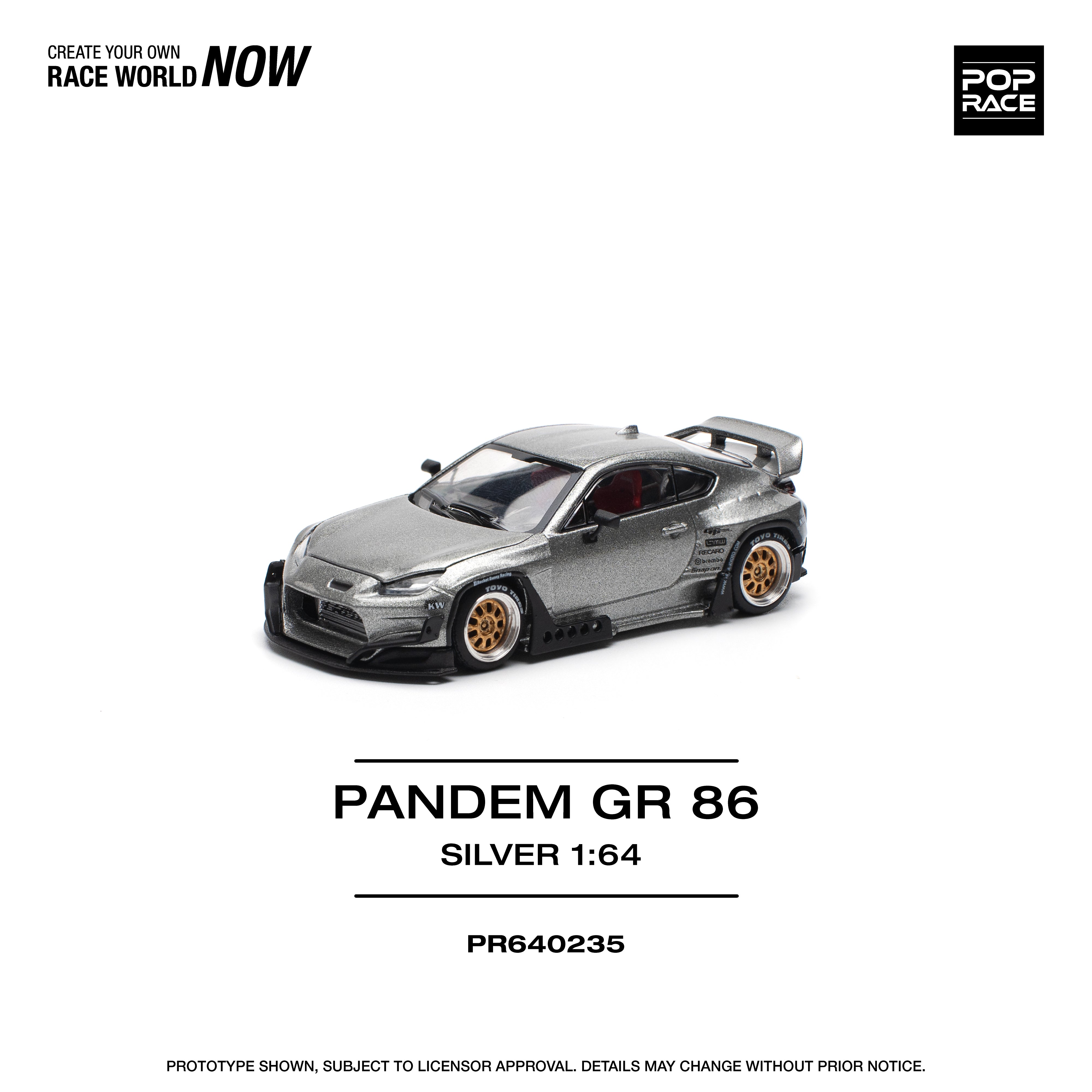 PREORDER* Pop Race 1:64 Toyota GR86 PANDEM in Silver – Model