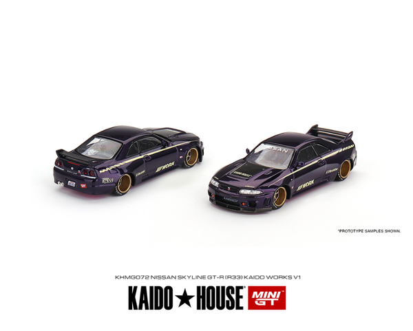 Kaido House 1:64 Nissan Skyline GT-R (R33) Kaido Works GReddy V1 in Purple