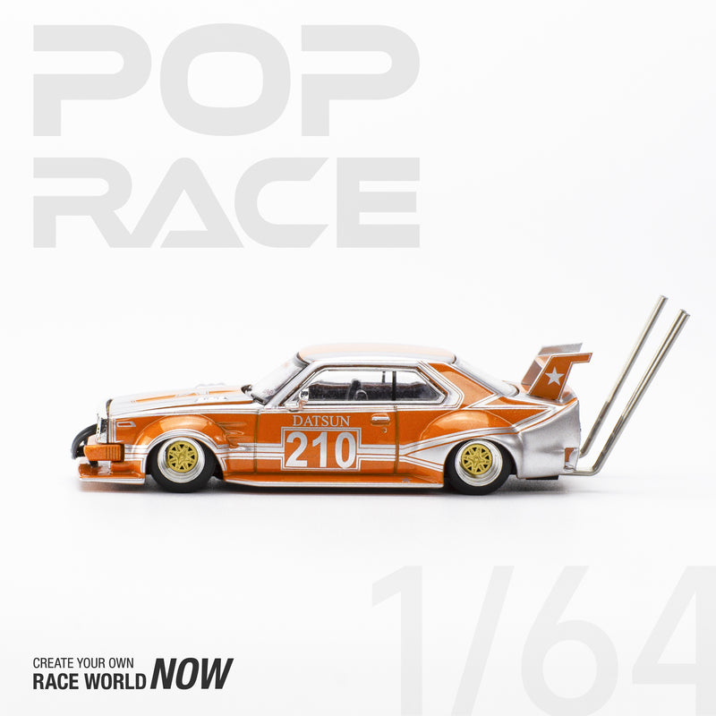 Pop Race 1/64 Nissan Skyline (C210) Kaido Racer Bosozuko Style in Silver / Orange