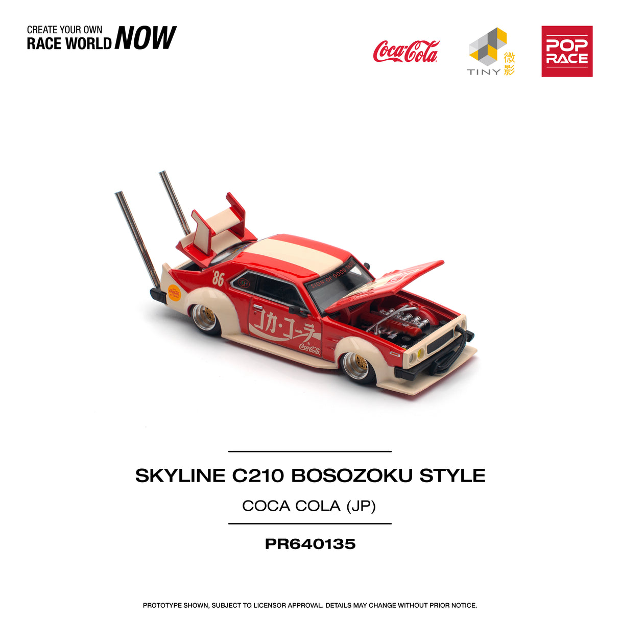 *PREORDER* Pop Race 1:64 Nissan Skyline (C210) Bosozuko Style in Japan Coca Cola