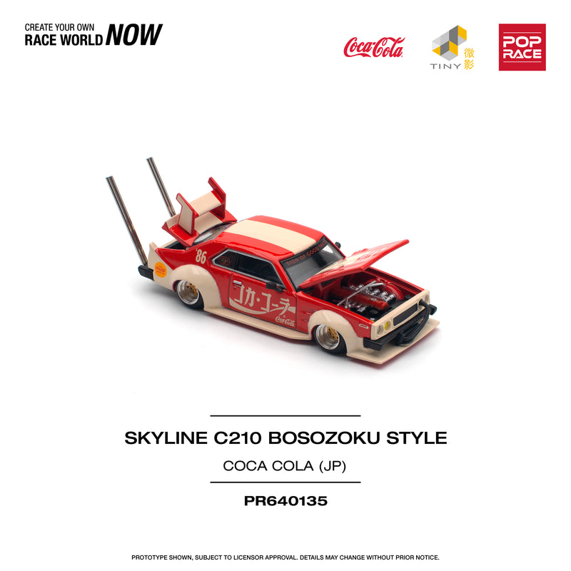 *PREORDER* Pop Race 1:64 Nissan Skyline (C210) Bosozuko Style in Japan Coca Cola