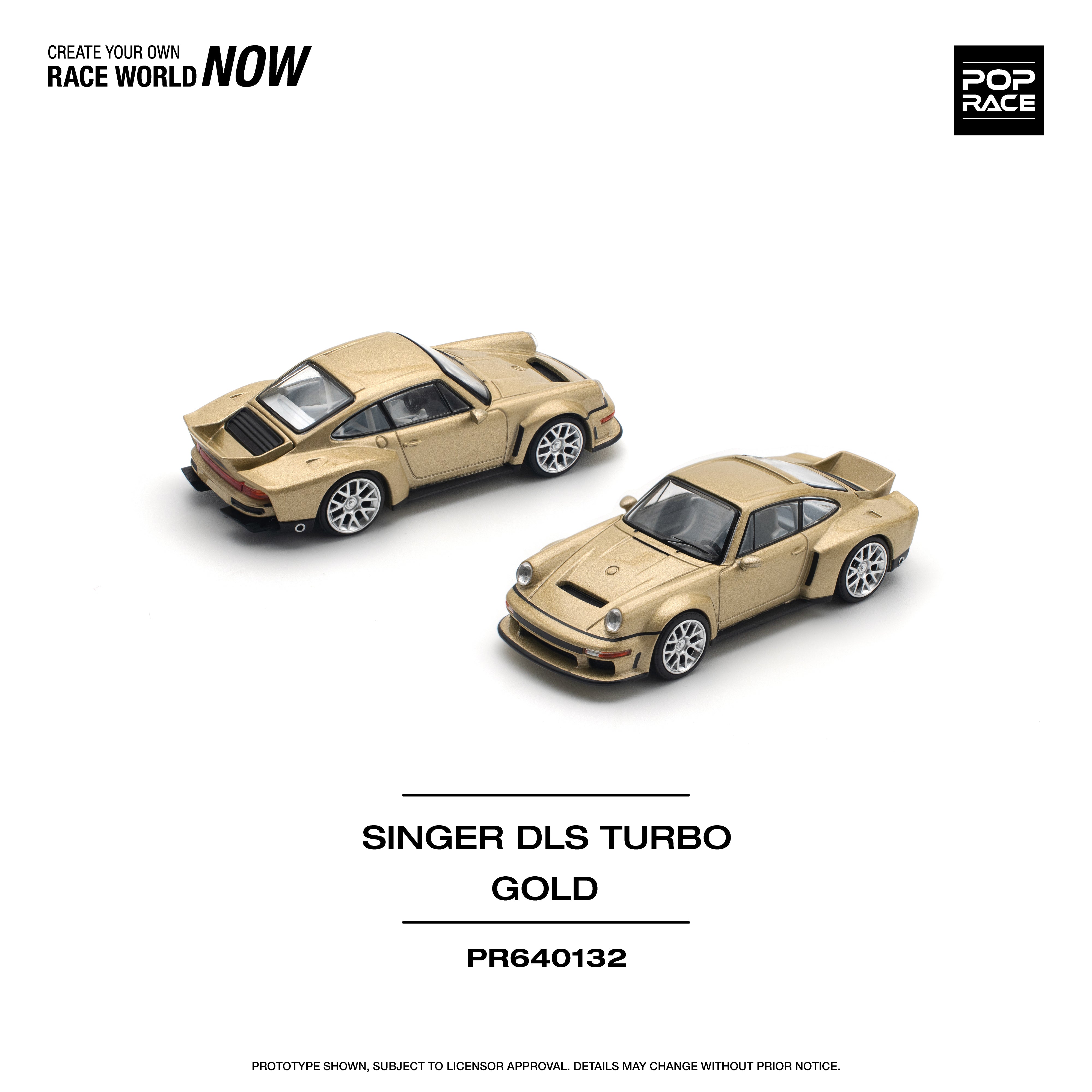 PREORDER* Pop Race 1:64 Porsche Singer DLS Turbo (Road) in Gold