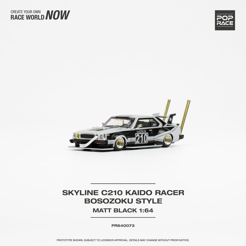 *PREORDER* Pop Race 1/64 Nissan Skyline (C210) Bosozuko Style in Matte Black