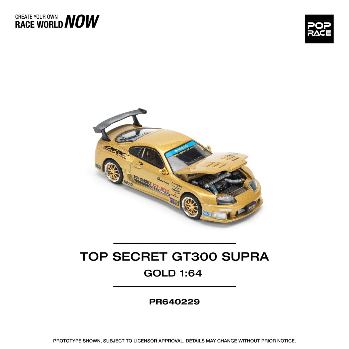 Pop Race 1:64 Toyota Supra (JZA80) TOP SECRET in Gold