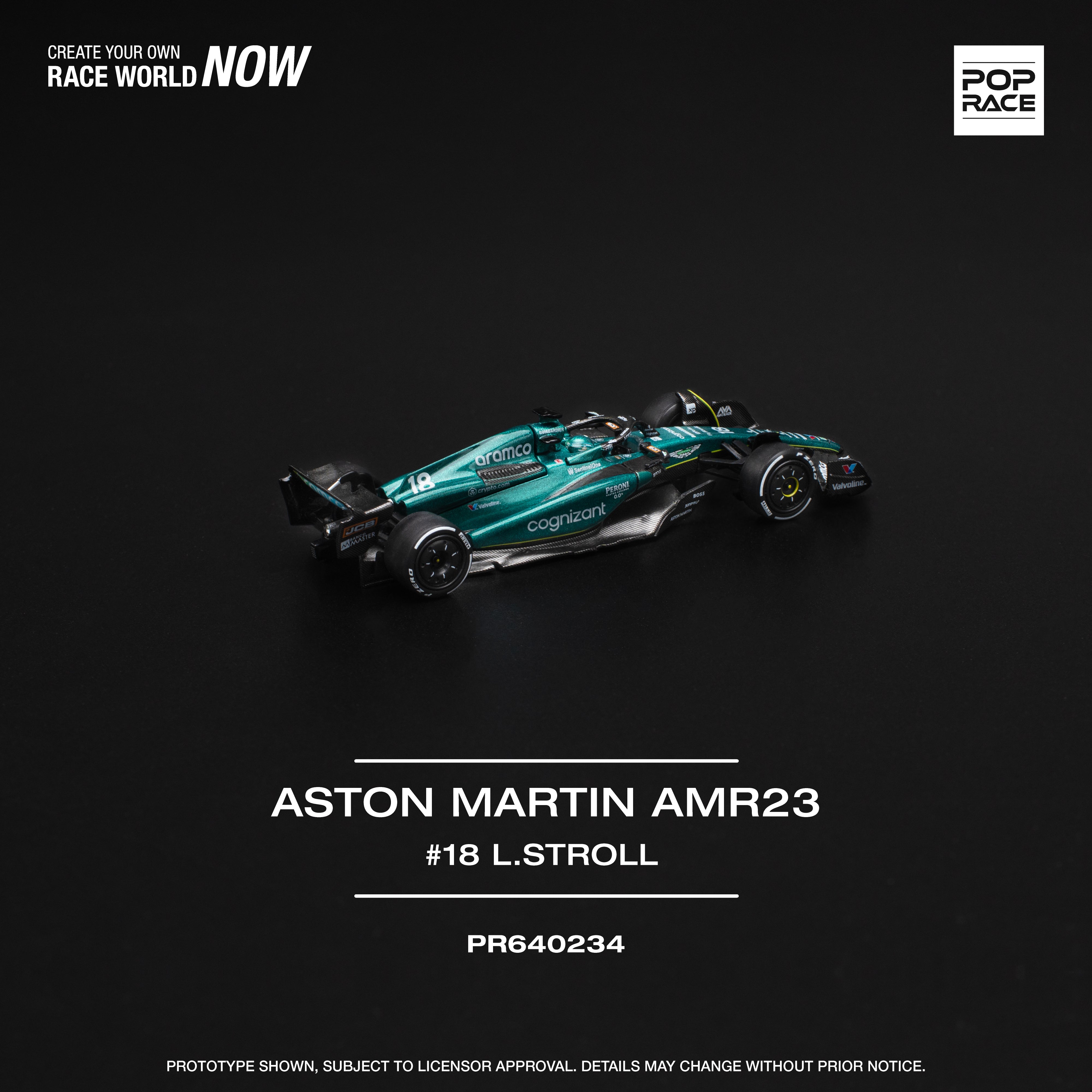 PREORDER* Pop Race 1:64 Aston Martin AMR23 F1 #18 L. Stroll