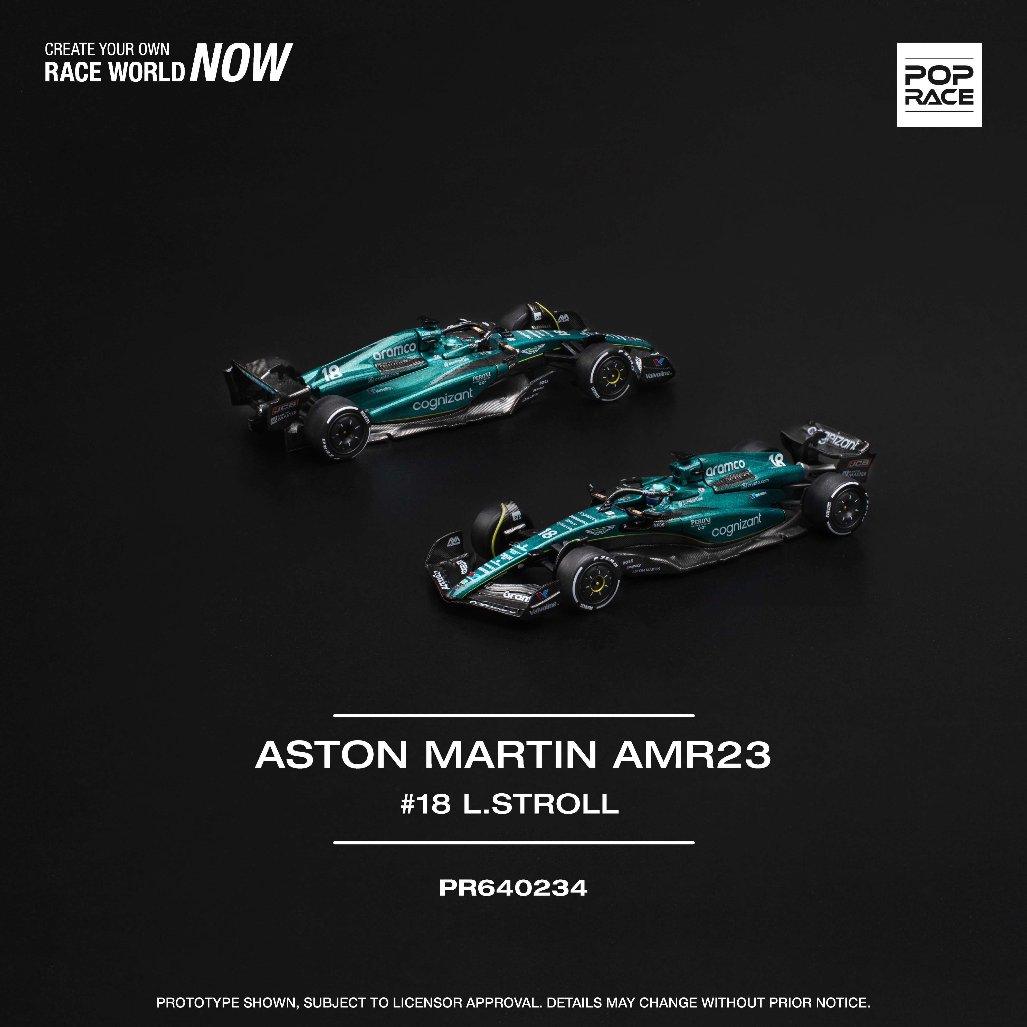 PREORDER* Pop Race 1:64 Aston Martin AMR23 F1 #18 L. Stroll