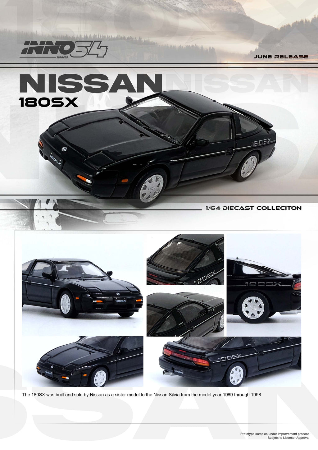 超歓迎 INNO64 Black in 180SX Nissan 1:64 ミニカー