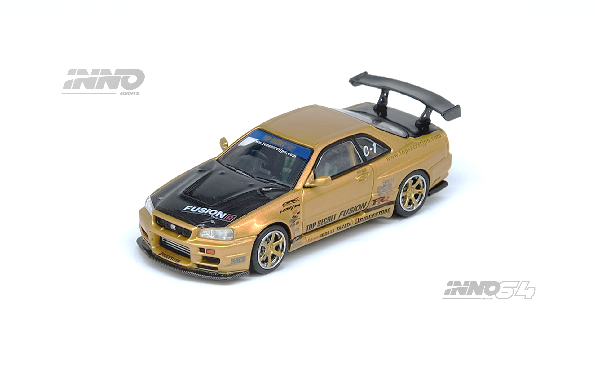 Inno64 1/64 TOP SECRET R34 GTR GOLD ミニカー INNO64 1:64 Nissan Skyline GT-R (R34) TOP SECRET in Gold