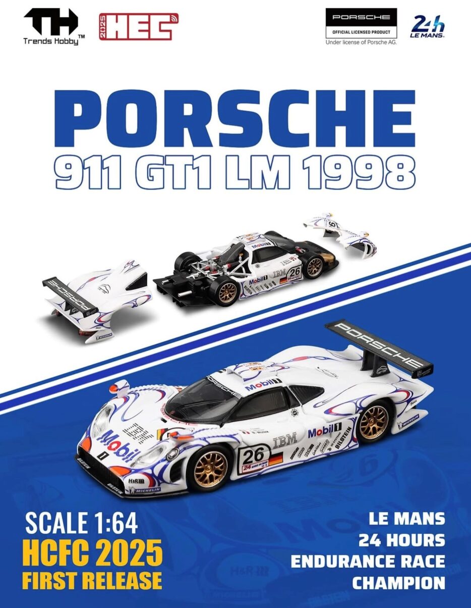 PREORDER* Trends Hobby 1:64 Porsche 911 GT1 Mobil 1 Le Mans 1998