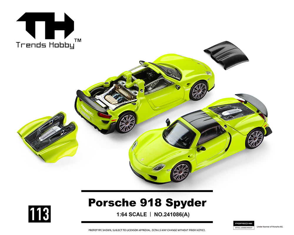 *PREORDER* Trends Hobby 1:64 Porsche 918 Spyder in Acid Green