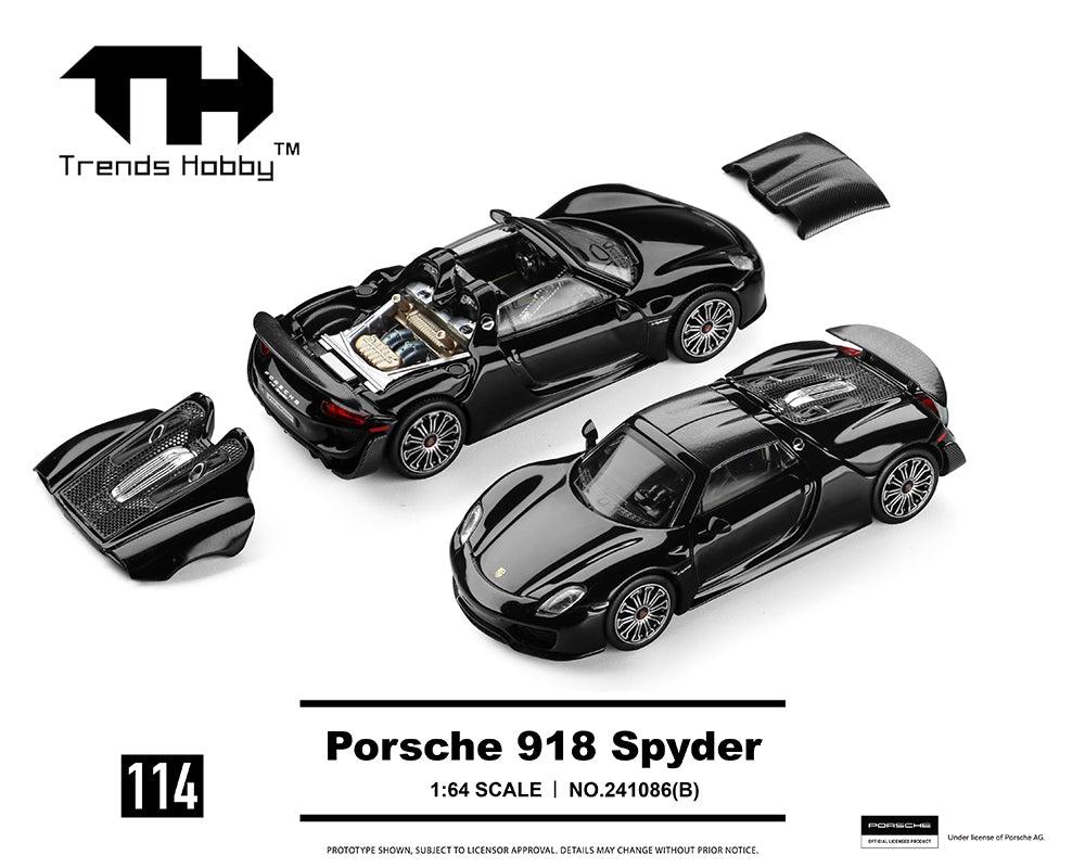 *PREORDER* Trends Hobby 1:64 Porsche 918 Spyder in Black