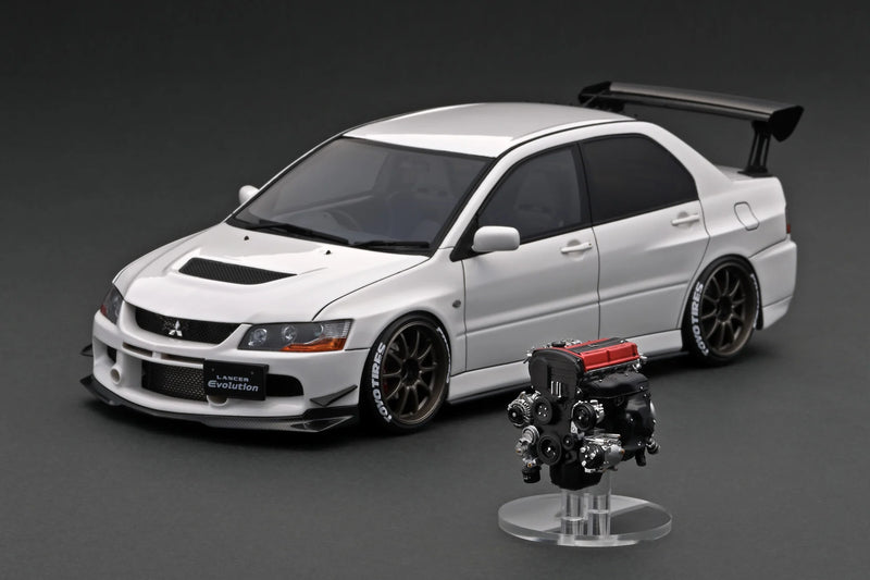 Ignition Model 1:18 Mitsubishi Lancer Evolution IX (CT9A) in White with 4G63 MIVEC Engine
