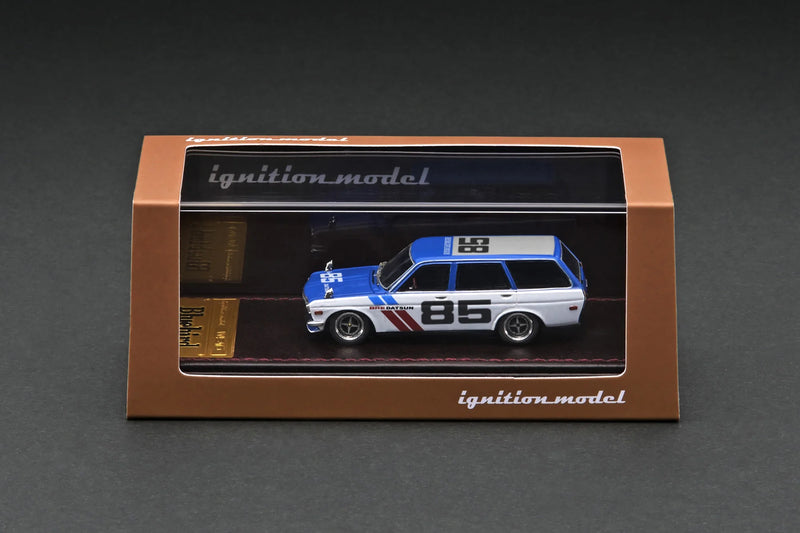 Ignition Model 1:64 Nissan Datsun Bluebird (510) Wagon in Blue / White