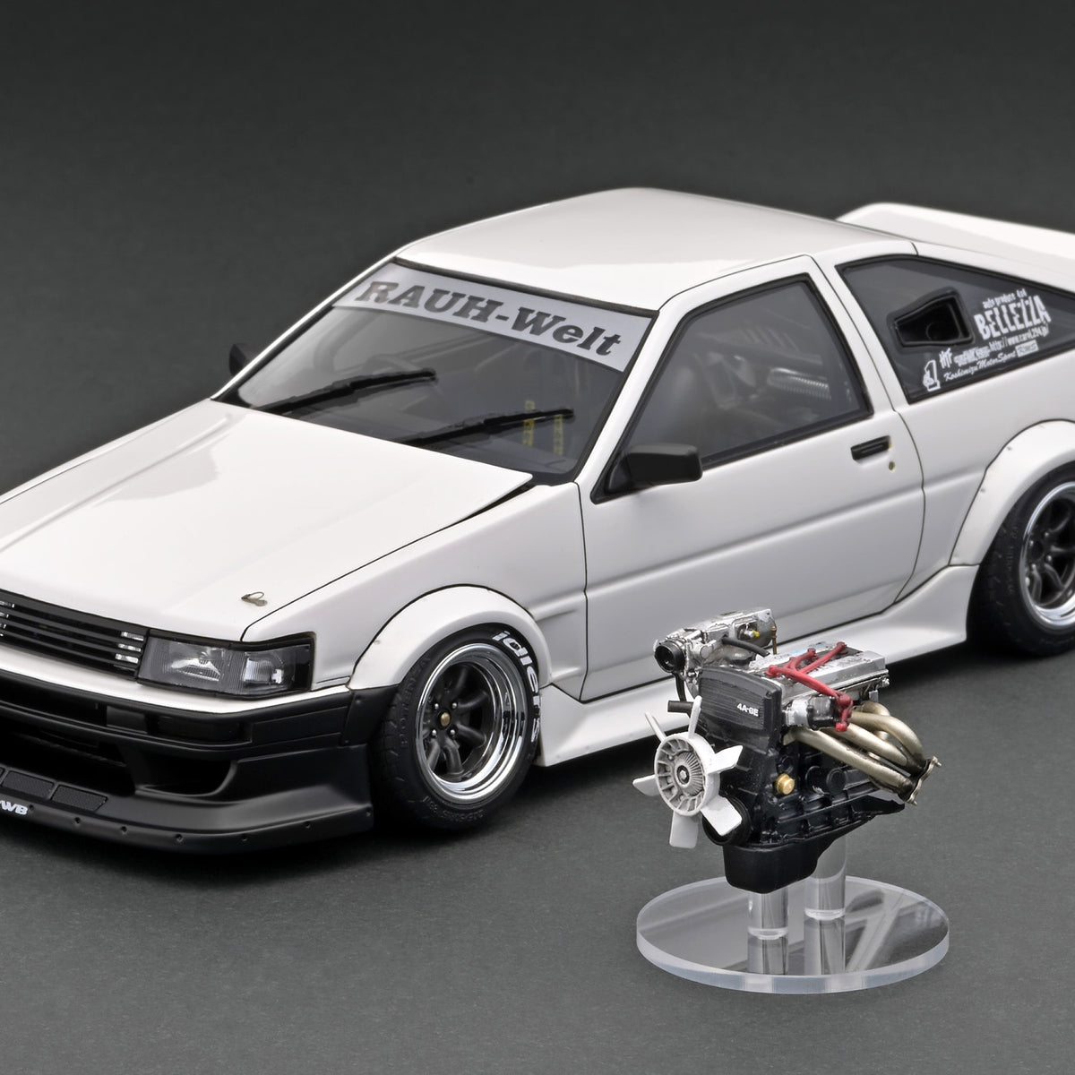 Ignition Model 1:18 Toyota AE86 RWB in White & Black with 4AG Engine D ...