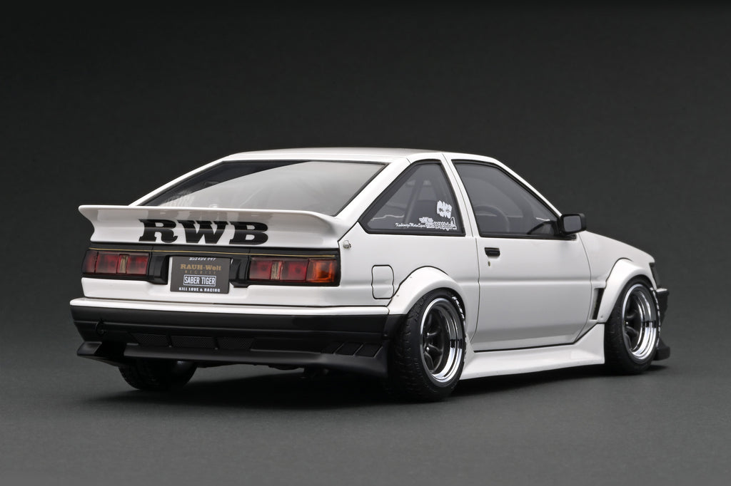 Ae86 Display Ignition Model 1:18 Toyota AE86 RWB in White & Black with 4AG Engine D