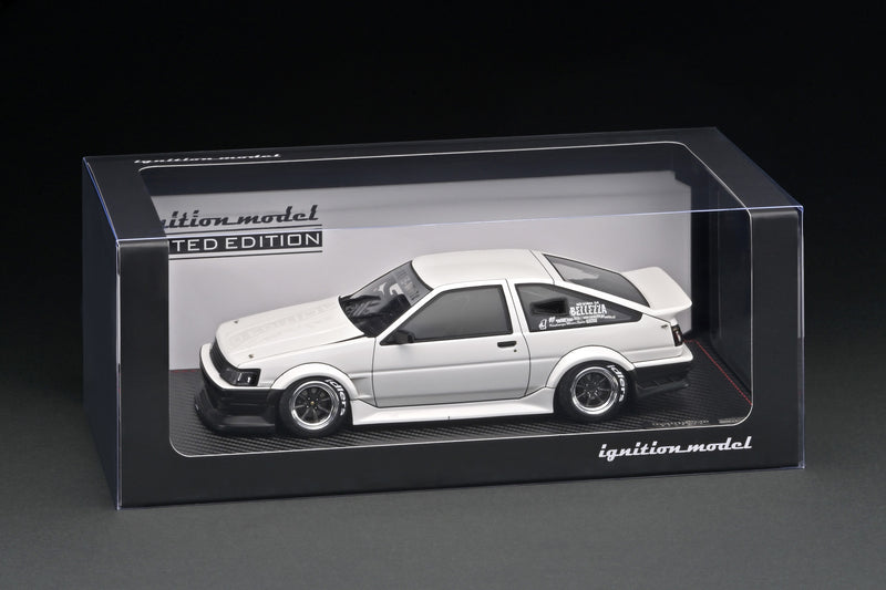Ignition Model 1:18 Toyota AE86 RWB in White & Black with 4AG Engine Display