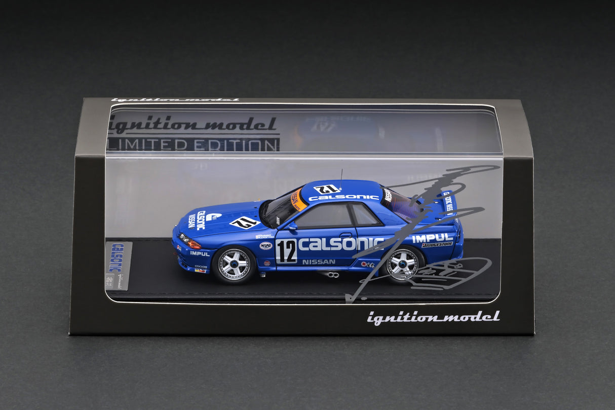 Ignition Model 1:43 Nissan Skyline GT-R (BNR32) (#12) Calsonic 1992 JTC with Mr. Hoshino Figure