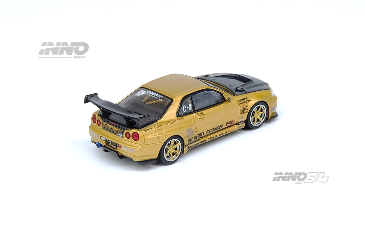 *PREORDER* INNO64 1:64 Nissan Skyline GT-R (R34) TOP SECRET in Gold