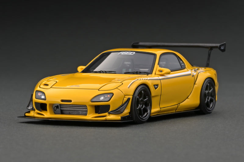 Ignition Model 1:43 Mazda RX-7 (FD3S) FEED Afflux GT3 in Yellow with 13B Engine Display