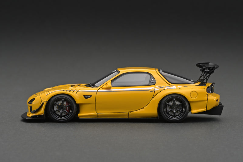Ignition Model 1:43 Mazda RX-7 (FD3S) FEED Afflux GT3 in Yellow with 13B Engine Display