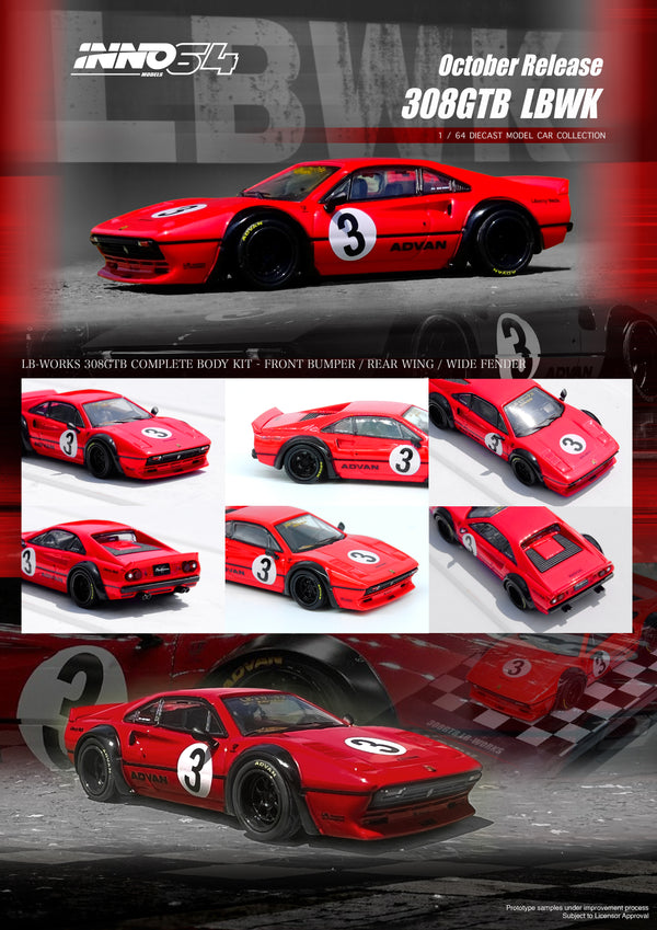 *PREORDER* INNO64 1/64 Ferrari 308 GTB Liberty Walk in Red