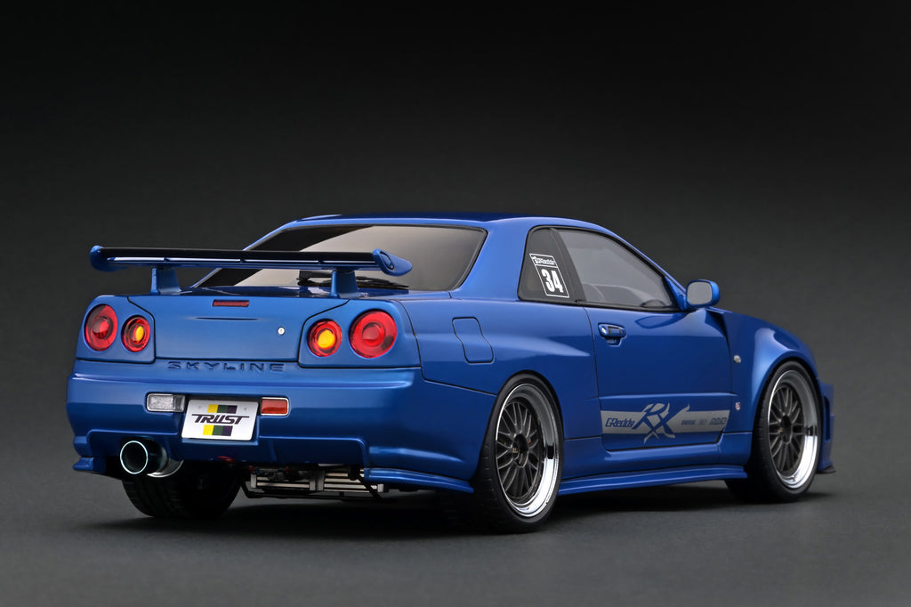 Ignition Model 1:18 Nissan Skyline (R34) GT-R TRUST Greddy 34RX in Blu