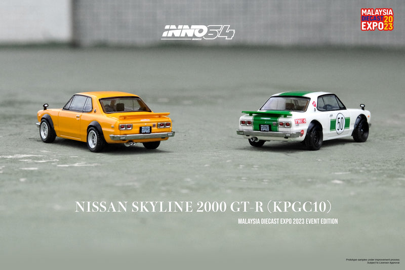 INNO64 1:64 Nissan Skyline 2000GT-R (KPGC10) Malaysia Die-cast Expo 2023 in Orange