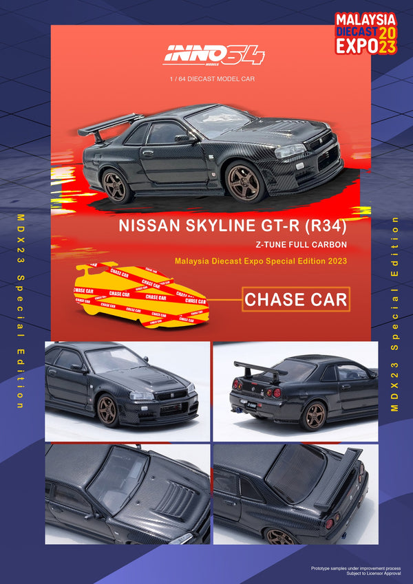 *PREORDER* INNO64 1:64 Nissan Skyline GT-R (R34) Z-Tune Malaysia Die-cast Expo 2023 in Full Carbon