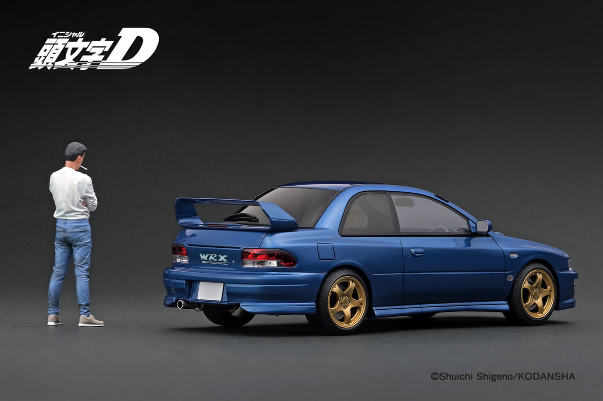 Ignition Model 1:18 Subaru Impreza WRX type R STi Version V (GC8) INITIAL D in Blue with Mr. Bunta Fujiwara