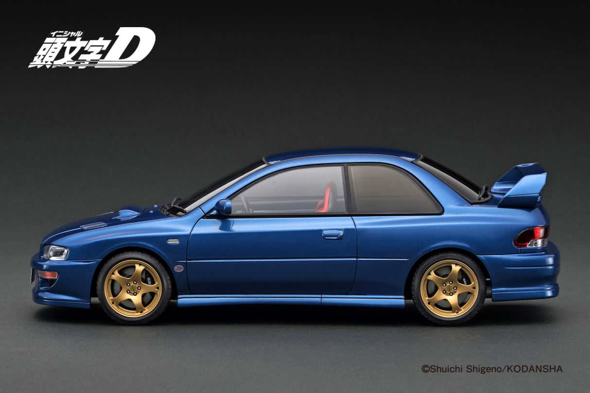Ignition Model 1:18 Subaru Impreza WRX type R STi Version V (GC8) INITIAL D in Blue with Mr. Bunta Fujiwara
