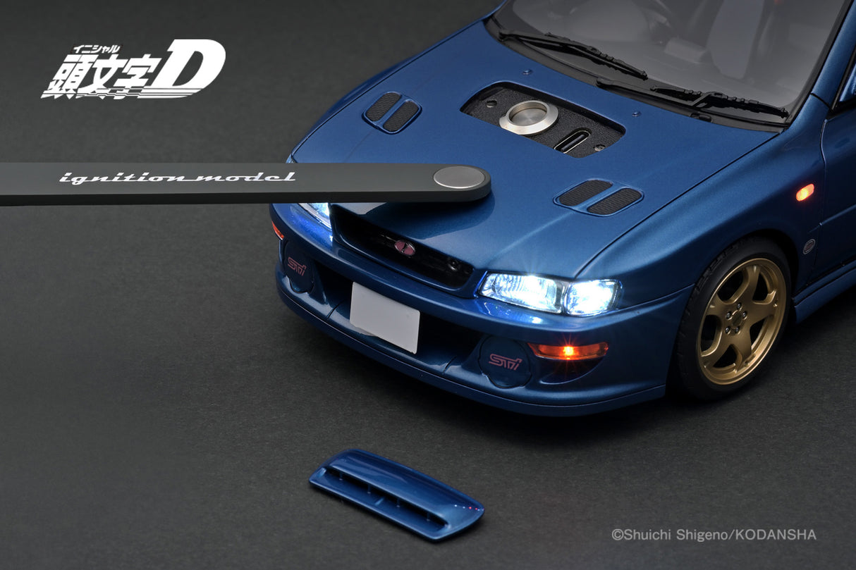 Ignition Model 1:18 Subaru Impreza WRX type R STi Version V (GC8) INITIAL D in Blue with LED Lights