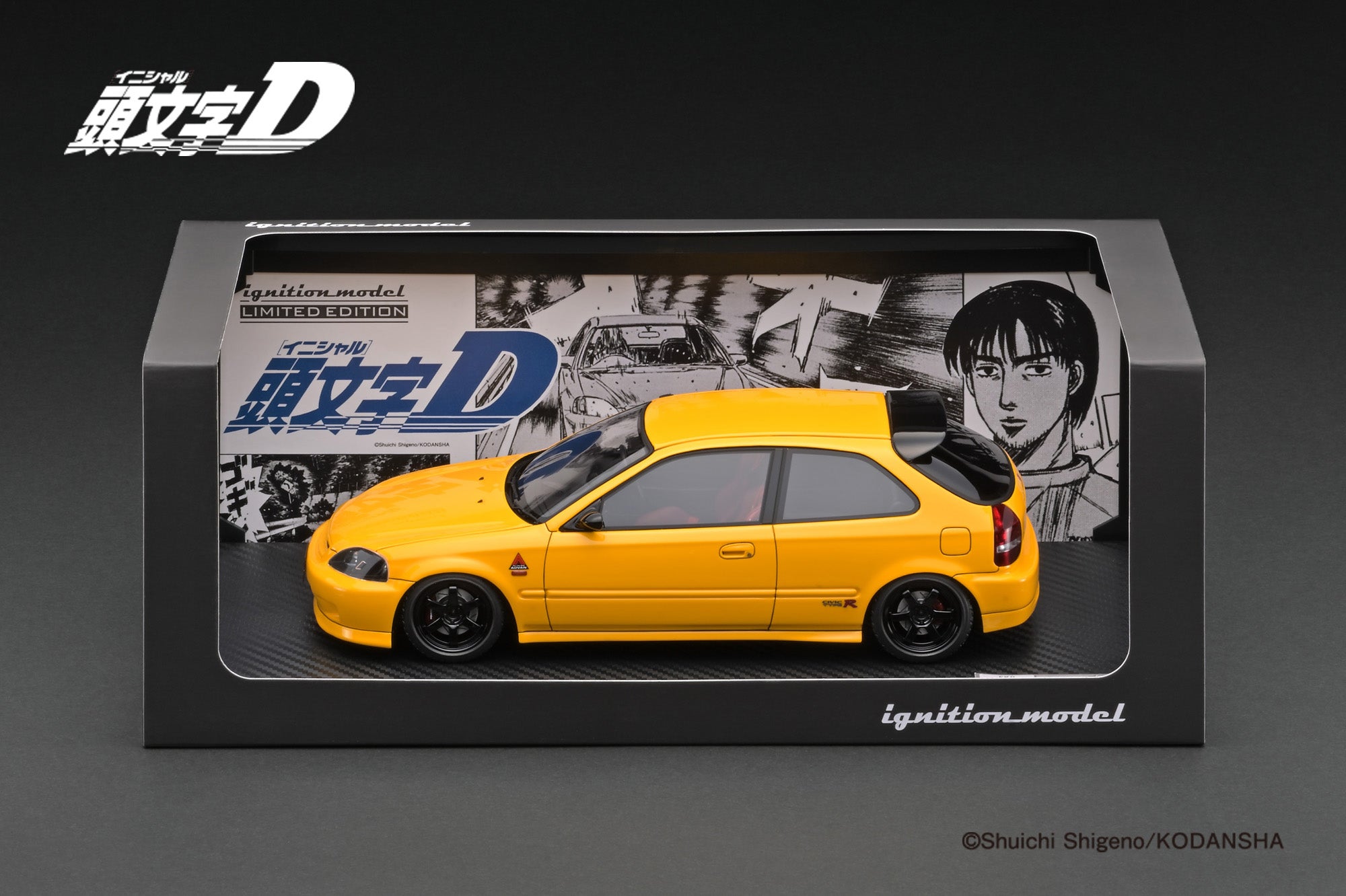 Ignition Model 1:18 Honda Civic (EK9) Type-R in Yellow Initial D