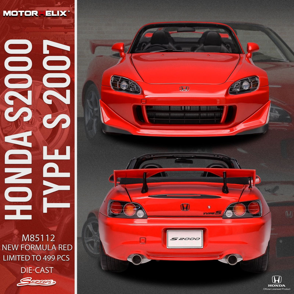 Red S2000 Racing MotorHelix 1:18 Honda S2000 Type S (2007) – New Formula Red – Model ...