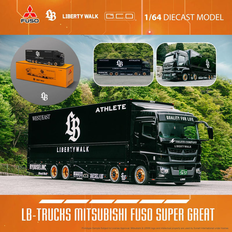*PREORDER* GCD 1:64 Mitsubishi FUSO Super Great Truck Liberty Walk Triple Pack with Special Chase Car