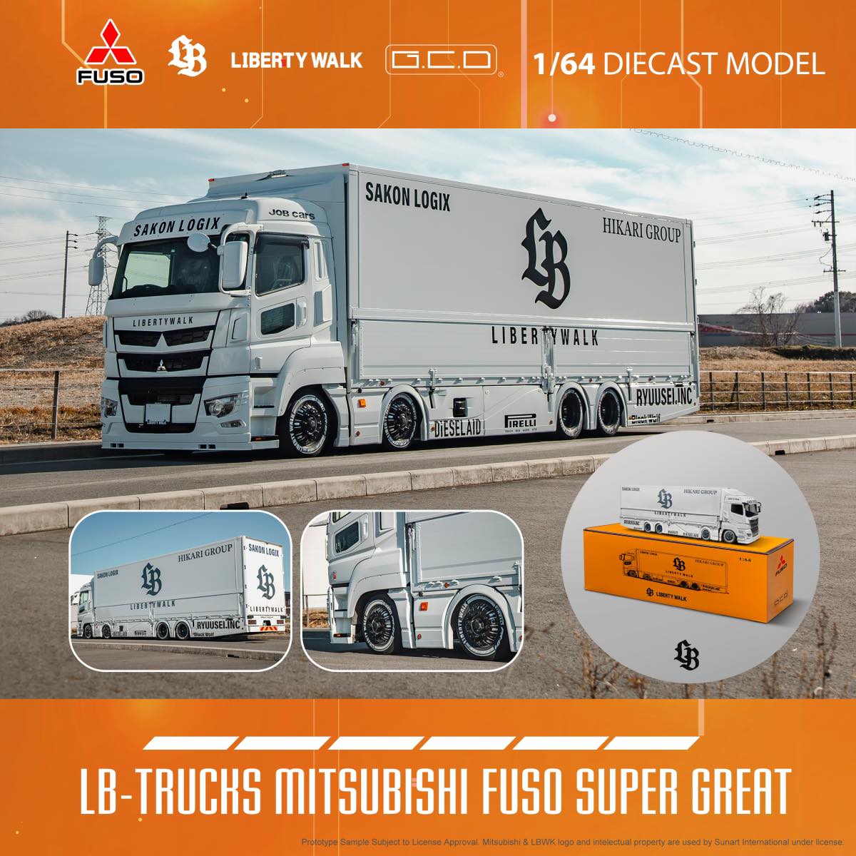 GCD 1:64 Liberty Walk LB-Trucks Mitsubishi Fuso Super Great