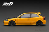 Ignition Model 1:18 Honda Civic (EK9) Type-R in Yellow Initial D with Carbon Bonnet