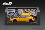 Ignition Model 1:18 Honda Civic (EK9) Type-R in Yellow Initial D with Carbon Bonnet