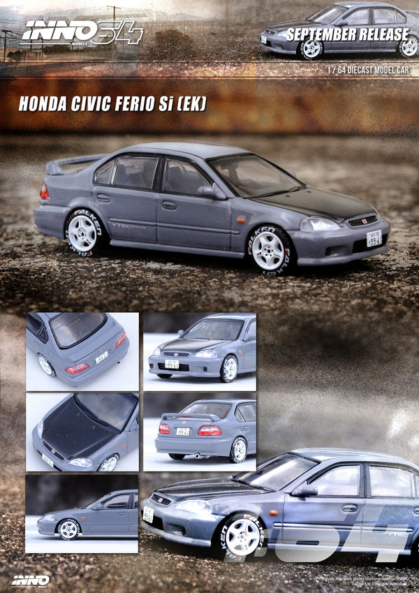 *PREORDER* INNO64 1/64 Honda Civic Ferio Vi-RS JDM Mod Version in Cement Gray