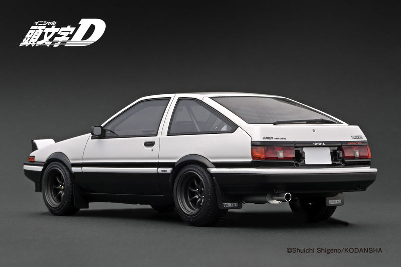 Ignition Model 1:18 Toyota Sprinter Trueno (AE86) 3DR in White & Black with Mr. Bunta Fujiwara