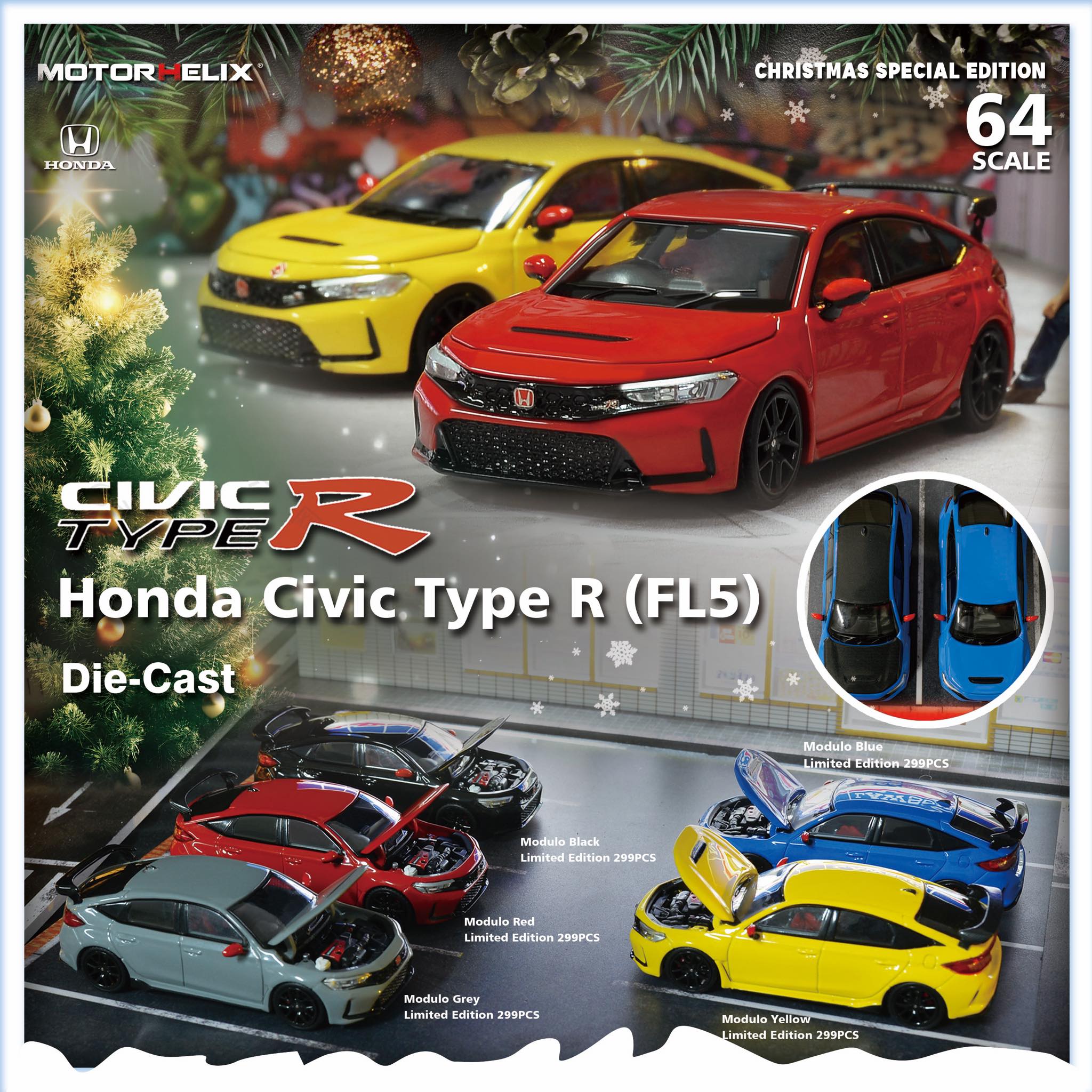 MotorHelix 1/64 Honda Civic Type-R (FL5) in Yellow – Model